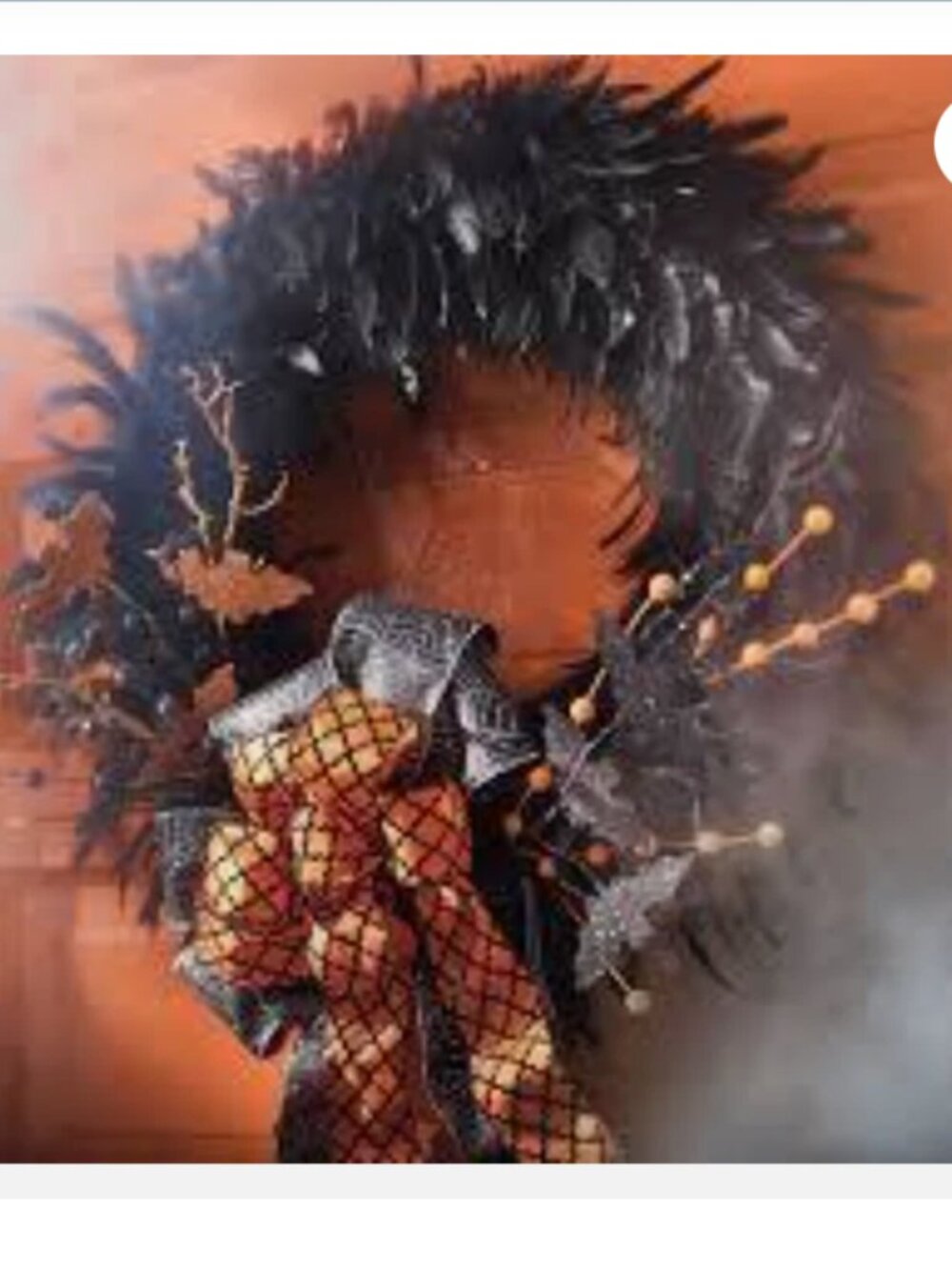Grandin Road Halloween Feather Wreath 28" item# 146453 2015